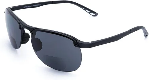 Vista 3 de VITENZI Gafas de sol bifocales TR90 Semi Rimless Reading Sun Tinted Glasses con lectores - Como