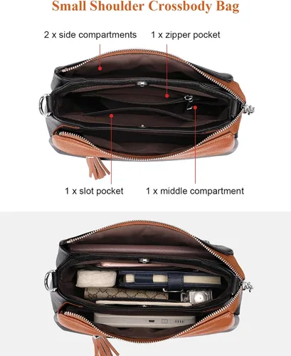 Vista 6 de Over Earth Bolsos de cuero para mujer, bolso de hombro pequeño Hobo para mujer