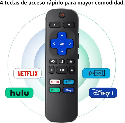 Vista 5 de Control remoto de repuesto solo para todos los televisores Roku, compatible con TCL Roku/Hisense Roku/Onn Roku Series Smart TV