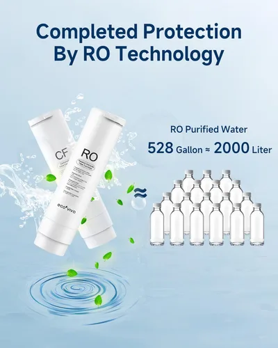 Vista 8 de Ecoviva Filtro de agua de ósmosis inversa para encimera, sistema de filtración de agua de ósmosis inversa de 6 etapas con jarra de vidrio de 44