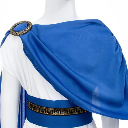 Vista 5 de Disfraz griego de Toga para niños, Grecia antigua, mitos, filósofo, Roma, nobleza, cosplay Azul