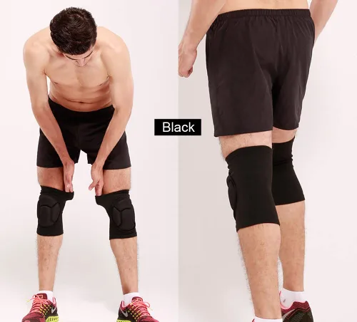 Vista 3 de Rodilleras para mujeres y hombres, rodilleras de baloncesto, voleibol, rodilleras para mujeres y hombres, rodilleras de lucha libre, equipo de Negro
