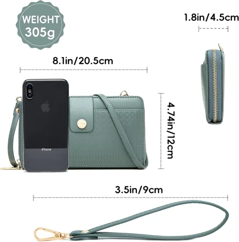 Vista 2 de Prettyzys Wallet Women Rfid Crossbody Bag Handbag - Handmade Blocking Wristlet Clutch Zipper for Ladies Teenage Girls