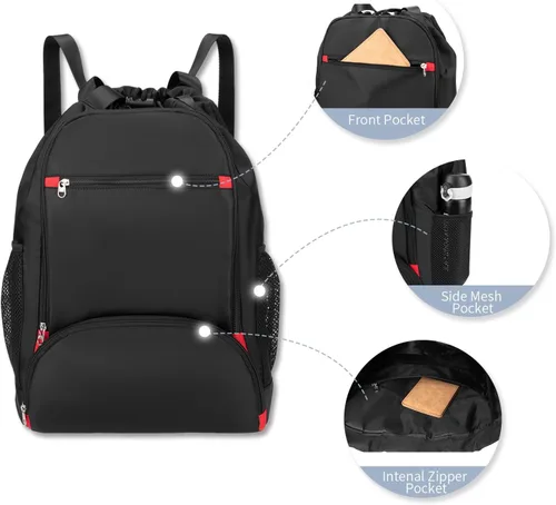 Vista 3 de Mochila con cordón, bolsas de gimnasio con compartimento para zapatos, mochila deportiva para gimnasio, bolsa con cordón, bolsa de natación, fútbol