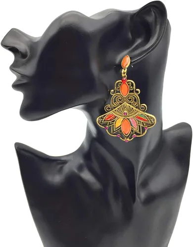 Vista 5 de HENGYID Conjunto de collar bohemio para mujer Collar étnico de diamantes de imitación multicolor grueso