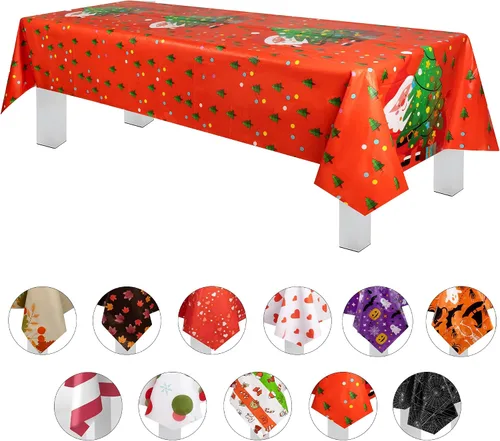 Vista 32 de Grandipity Mantel de plástico desechable de calidad prémium para fiestas con temática de globos de cumpleaños, 1 paquete, 54 x 108 pulgadas, mantel
