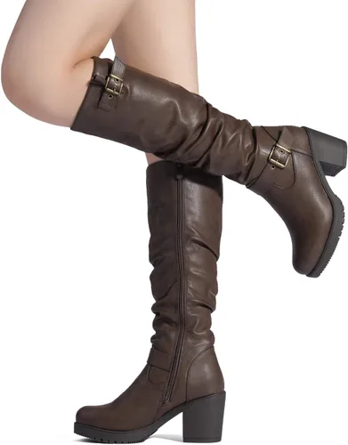 Vista 3 de Dream Pairs - Botas a la rodilla de tacón grueso para mujer