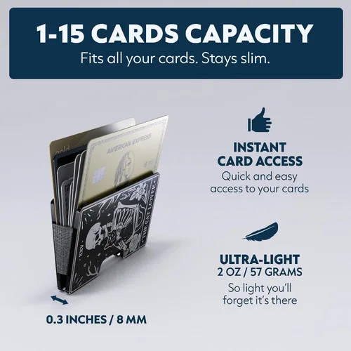 Vista 81 de Cartera de aluminio impresa 2.5D para hombres: clip delgado para dinero y tarjetero con barniz selectivo táctil. Bloqueo RFID mejorado, compacto