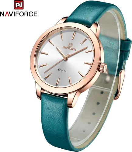 Vista 5 de NAVIFORCE Reloj analógico de cuarzo para mujer casual impermeable reloj de pulsera correa de cuero simple