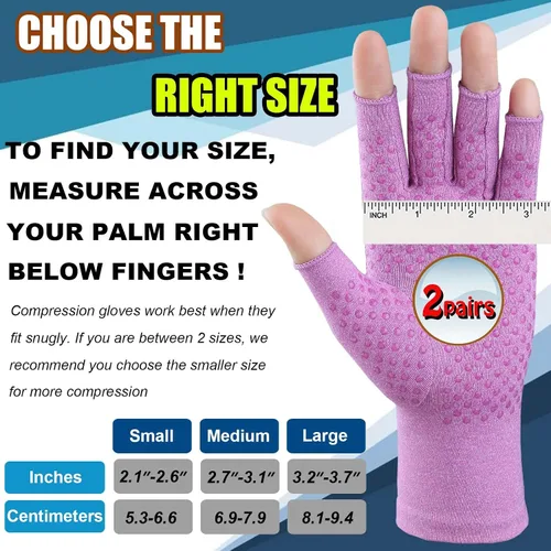 Vista 6 de 2 pares de guantes de artritis, guantes de compresión para mujeres y hombres, aliviar la artritis, reumatoides, osteoartritis, dolor del túnel