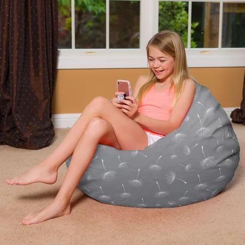 Vista 3 de Posh Creations - Sillón puff para niños, adolescentes y adultos, incluye funda extraíble y lavable a máquina, tamaño grande de 38 pulgadas, lona