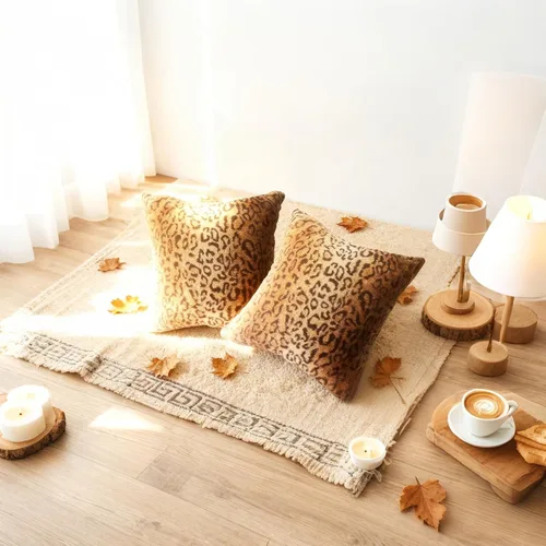 Vista 2 de Almohadas Decorativas de Piel Sintética, Juego de 2 Fundas de Almohada Cuadradas Decorativas para Sofá, Estampado de Leopardo Guepardo Funda