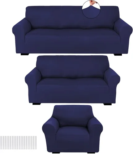 Vista 37 de Peryiter Juego de 3 Fundas para Sofá, Cubiertas de Muebles para Sofá, Loveseat, Sillón, Ajuste de Forma Elástico, Sin Arrugas, Protector de Muebles