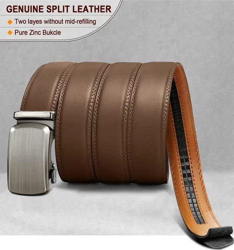 Vista 3 de BULLIANT Cinturón para Hombre, Cinturón de Trinquete Deslizante Ajustable para Hombre para Traje Casual Jeans, Viene en Caja de Regalo, Recortar