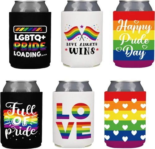 Vista 5 de 12 fundas para enfriadores de latas de arcoíris del mes del orgullo – Love Gay LGBT Trébol Cerveza Bebida Suministros Decoraciones Favores
