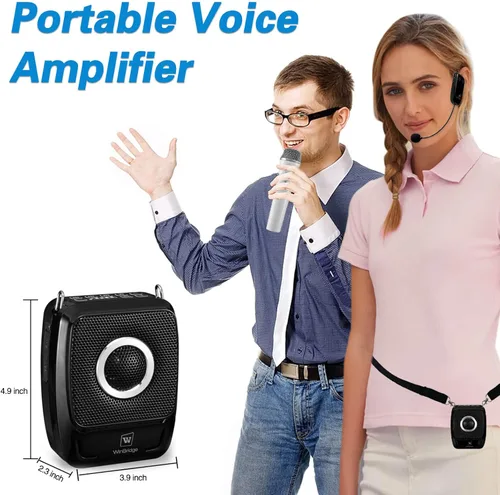 Vista 9 de Amplificador de voz con micrófonos profesionales duales, micrófono portátil inalámbrico de 25 W y sistema de altavoces, altavoz Bluetooth