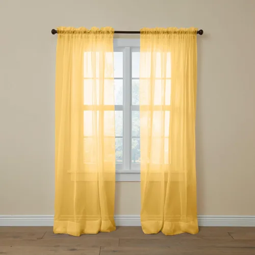 Vista 14 de BrylaneHome BH Studio - Paneles de gasa transparente con bolsillo para barra, juego de 2 a 120 pulgadas de ancho y 63 pulgadas de largo, hojas
