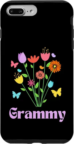 Vista 12 de iPhone 12/12 Pro Grammy Grandma Spring Flowers Pretty Tulips Butterfly Pink Case