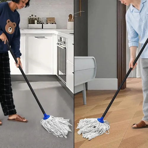 Vista 3 de Trapeador de interior para limpieza de suelos: mopas de algodón para limpieza de pisos, fregona regular para pisos, mopas simples de 49 pulgadas