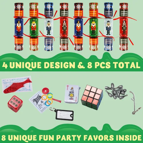 Vista 3 de JOYIN Paquete de 8 recuerdos de fiesta de Navidad con diseño de cascanueces sin broches para fiestas con suministros de fiesta para niños y adultos