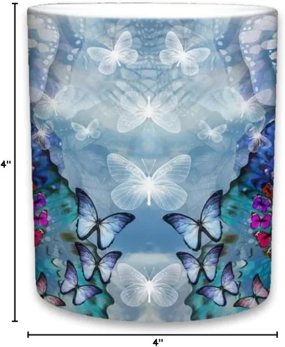 Vista 7 de Sweet Gisele - Taza de mariposa - Recuerdo de taza de café de cerámica - Diseño colorido - Mariposas monarca gráficas 3D - Hermosos detalles