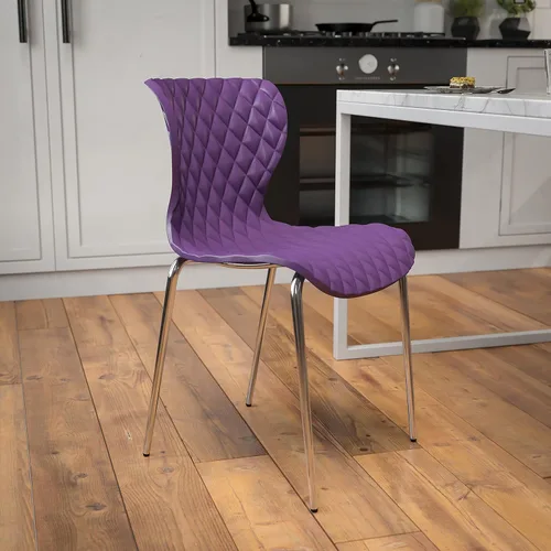 Vista 12 de EMMA + OLIVER Silla apilable de plástico negro de diseño contemporáneo Contemporáneo, respaldo y asiento contorneados, asiento de cascada