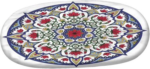 Vista 3 de XISUNYA Mantel ajustable ovalado, mantel marroquí de poliéster elástico, mantel ajustable con estampado antiguo de loto de mandala, se adapta a