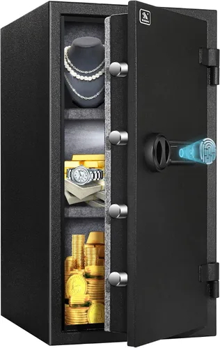Vista 9 de TIGERKING Caja fuerte ignífuga, 1.24 pies cúbicos, pequeña caja fuerte de acero para el hogar con cerradura digital para el hogar y la oficina