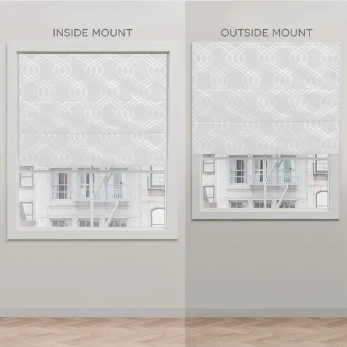 Vista 7 de Exclusive Home Prague Trellis - Persiana romana 100% opaca de 27 x 64 pulgadas, color blanco