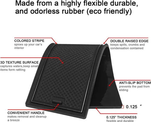 Vista 6 de Para Toyota Camry Accessories 2018 2019 2020 2021 2022 2023 2024 Inserto de portavasos personalizado, organizador de consola central, tapete de Negro