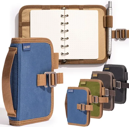 Vista 38 de LOCHBY® Carpeta Field A5 Cubierta de carpeta de 6 anillas Lona encerada resistente al agua Diseño plano Sistema A5 apto para recargar
