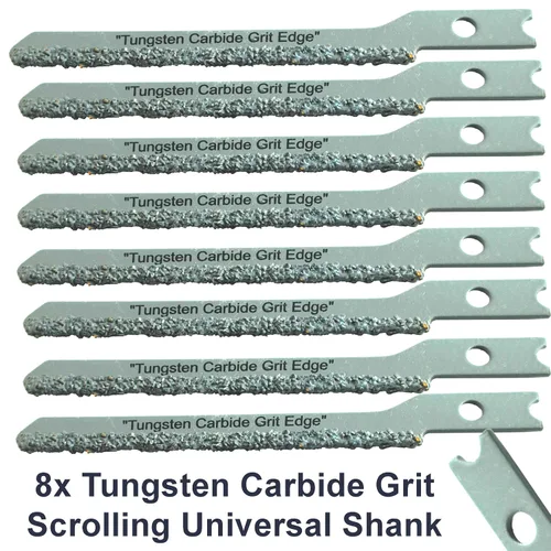 Vista 2 de Scroll Carburo Jigsaw Blade U Shank Set 8 cuchillas de fibra de cemento para herramientas de revestimiento Hardie para paneles de yeso Jigsaw