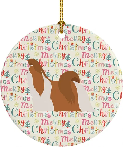 Vista 78 de Caroline's Treasures Affenpinscher - Adorno de cerámica con texto en inglés "Merry Christmas", multicolor para colgar en el árbol de Navidad
