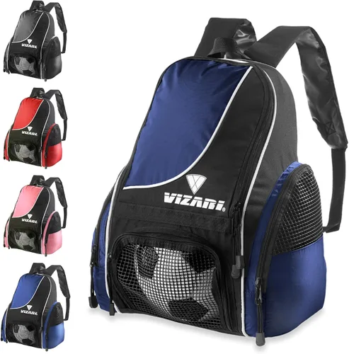 Vista 12 de Mochila de fútbol Solano de Vizari con compartimento para balón, bolsillo ventilado para balón y bolsillos de carga laterales de malla para adultos