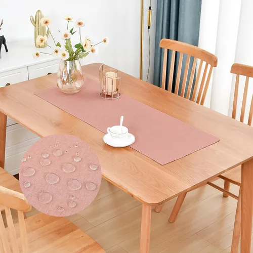 Vista 30 de Faux Linen Small Table Runner Water Resistant 13 x 36 in, Brown Farmhouse Short Table Runners, Coffee Table Runner, Dresser Runners for Bedroom