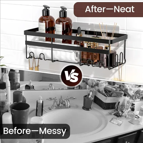Vista 6 de WOWBOX Paquete de 2 organizadores de ducha – Estante de ducha colgante adhesivo – Organizadores y almacenamiento de baño y cocina, estantes de ducha