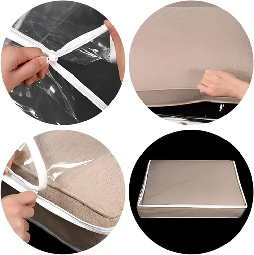 Vista 3 de 4 fundas de cojín de sofá de plástico impermeables PVC Clear Waterproof Sofa Couch Covers, Furniture Sofa Seat Slipcover for Against Pets Clawing