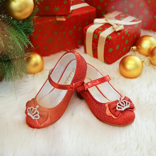 Vista 2 de Walofou Zapatos de vestir para niñas de flores, zapatos de tacón para fiesta de boda, zapatos planos de princesa Mary Jane para niños pequeños