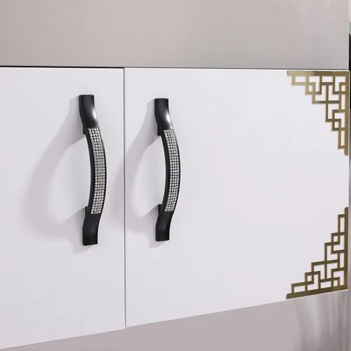 Vista 7 de LANC Tiradores de gabinete de cristal negro para cocina y baño, manijas de gabinete para dormitorio, pomo de gabinete negro mate brillante