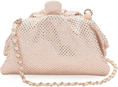 Vista 3 de Bolso de mano con marco de cristal con diamantes de imitación, bolso de embrague plisado para mujer