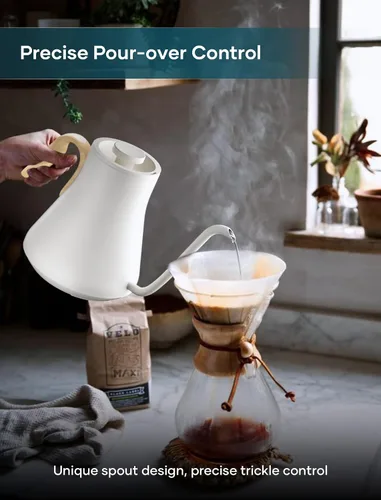 Vista 2 de INTASTING - Hervidor eléctrico de cuello de cisne, control de temperatura preciso ±1℉, interior de acero inoxidable, calentamiento rápido para café