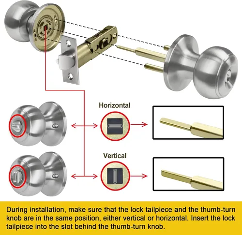 Vista 12 de CML Hardware Juego de pomos de puerta de entrada con llave, cerradura de puerta de entrada en acero inoxidable sólido para exterior e