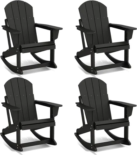 Vista 10 de GREENVINES Adirondack - Juego de 2 mecedoras para exteriores, HDPE, color Agua