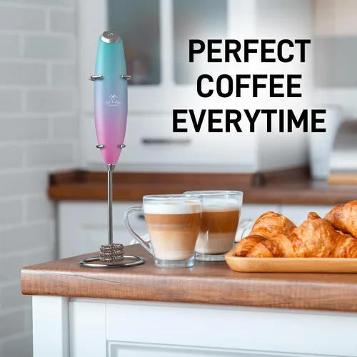 Vista 515 de Zulay Milk Boss Espumador de leche potente manual, hace espuma para latte, batidor para mezclar bebidas, café, miniespumador para capuchino, frappé