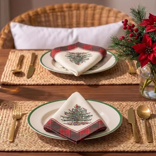 Vista 5 de Spode - Juego de servilletas de tela navideñas, manteles de mesa