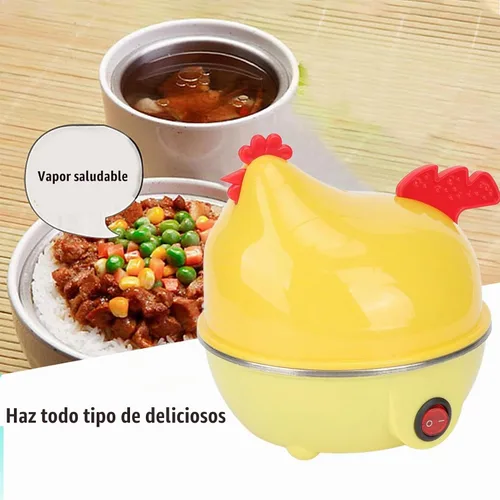 Vista 5 de Cocedor de huevos, olla eléctrica para huevos, multifunción, forma de pollo, caldera rápida para huevos, capacidad de 7 huevos, apagado automático