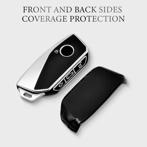 Vista 6 de OFFCURVE Funda especial para llavero BMW, compatible con BMW I7 M Sport 2023 X7 i7 xi X1 IX M5 7 Series 735Li 740 4 botones Smart Key Fob Holder