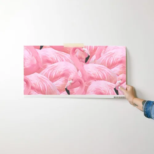 Vista 7 de Papel tapiz para despegar y pegar, flamenco, rosa, pájaros, flamencos, isla de flamencos, verano, retro, extraíble, por Spoonflower