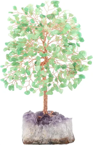 Vista 9 de Piedra preciosa natural (406 piedras), árbol de la vida de cristal de amatista, equilibrio de chakras, energía positiva Fengshui, decoración bonsái