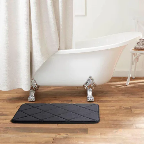 Vista 2 de Home Dynamix Capri Haven - Tapete de baño de espuma viscoelástica lavable a máquina, negro, 22 x 42 pulgadas